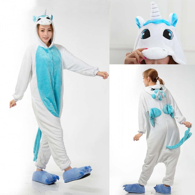 2019 Unicorn Pajamas onesie Women Kugurumi panda Winter Flannel Pajama Kigurumi adult Nightie Stitch unicornio Sleepwear Overal