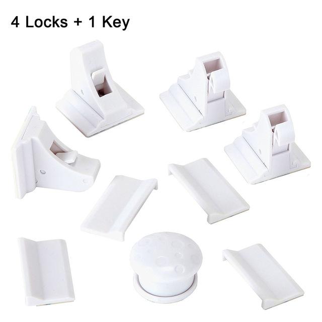 Safety Magnetic Cabinet Locks (4 locks + 1 key)